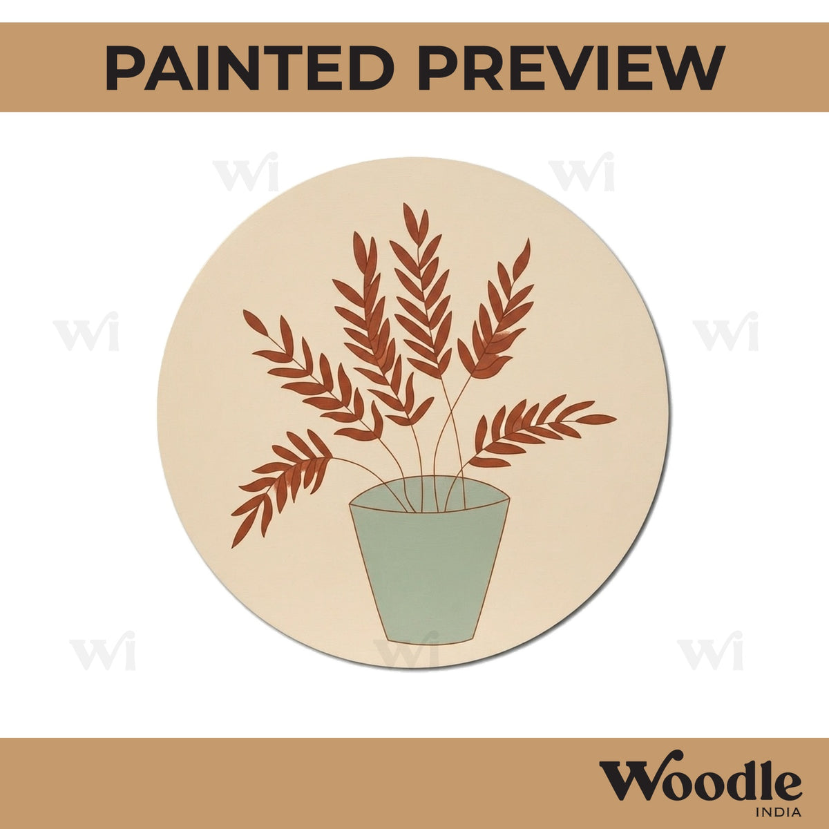 Leaves Pre Marked Round MDF Design 4