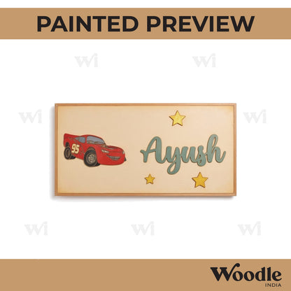 Lightning McQueen Car Kids Nameplate MDF Design 1