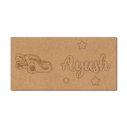 Lightning McQueen Car Kids Nameplate MDF Design 1