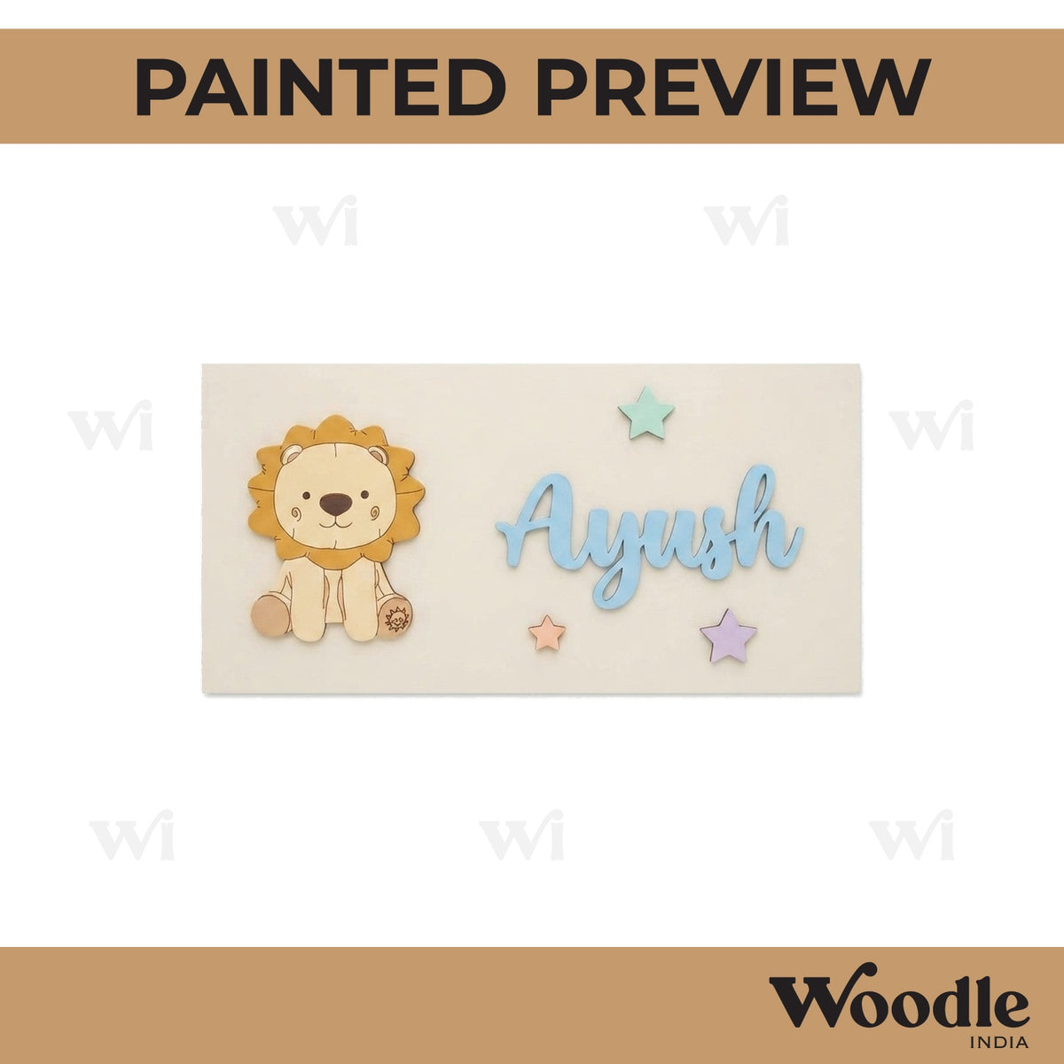 Lion Kids Nameplate MDF Design 1