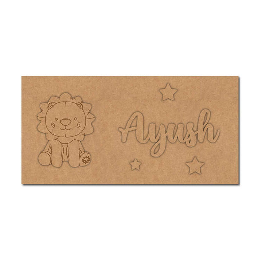Lion Kids Nameplate MDF Design 1