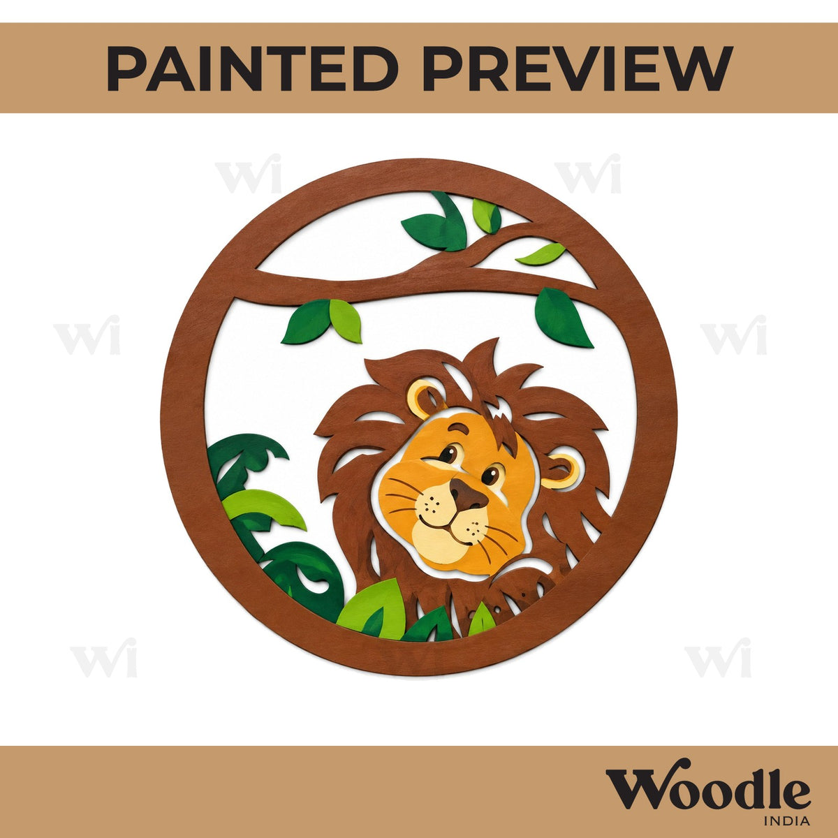 Lion Round Cutout MDF Design 1