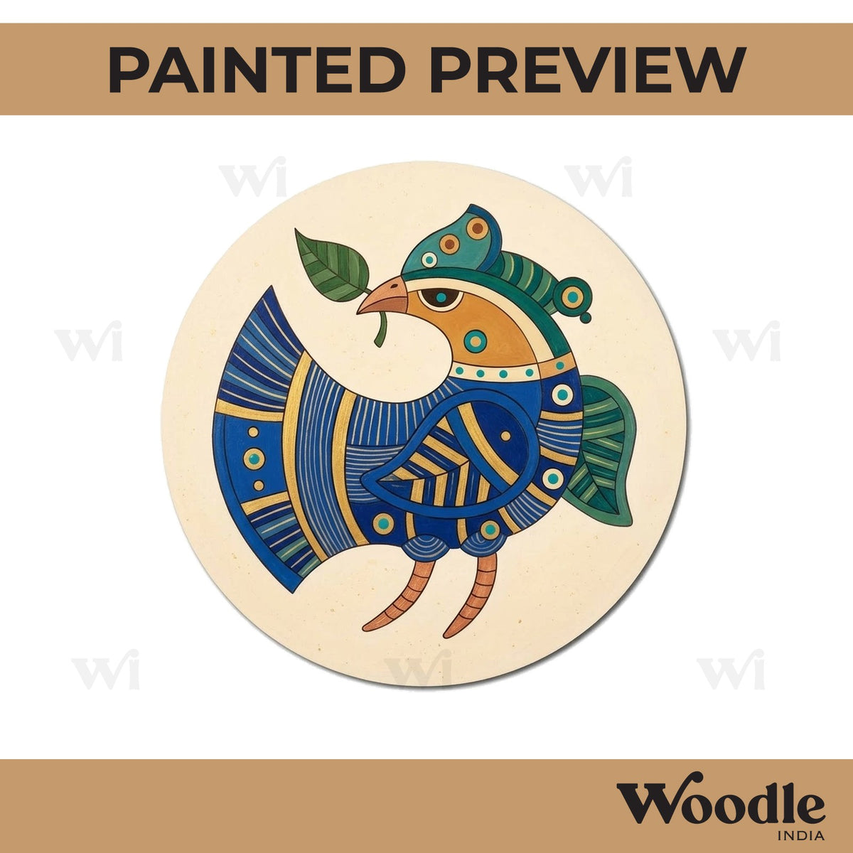 Lippan Art Peacock Pre Marked Round MDF Design 1