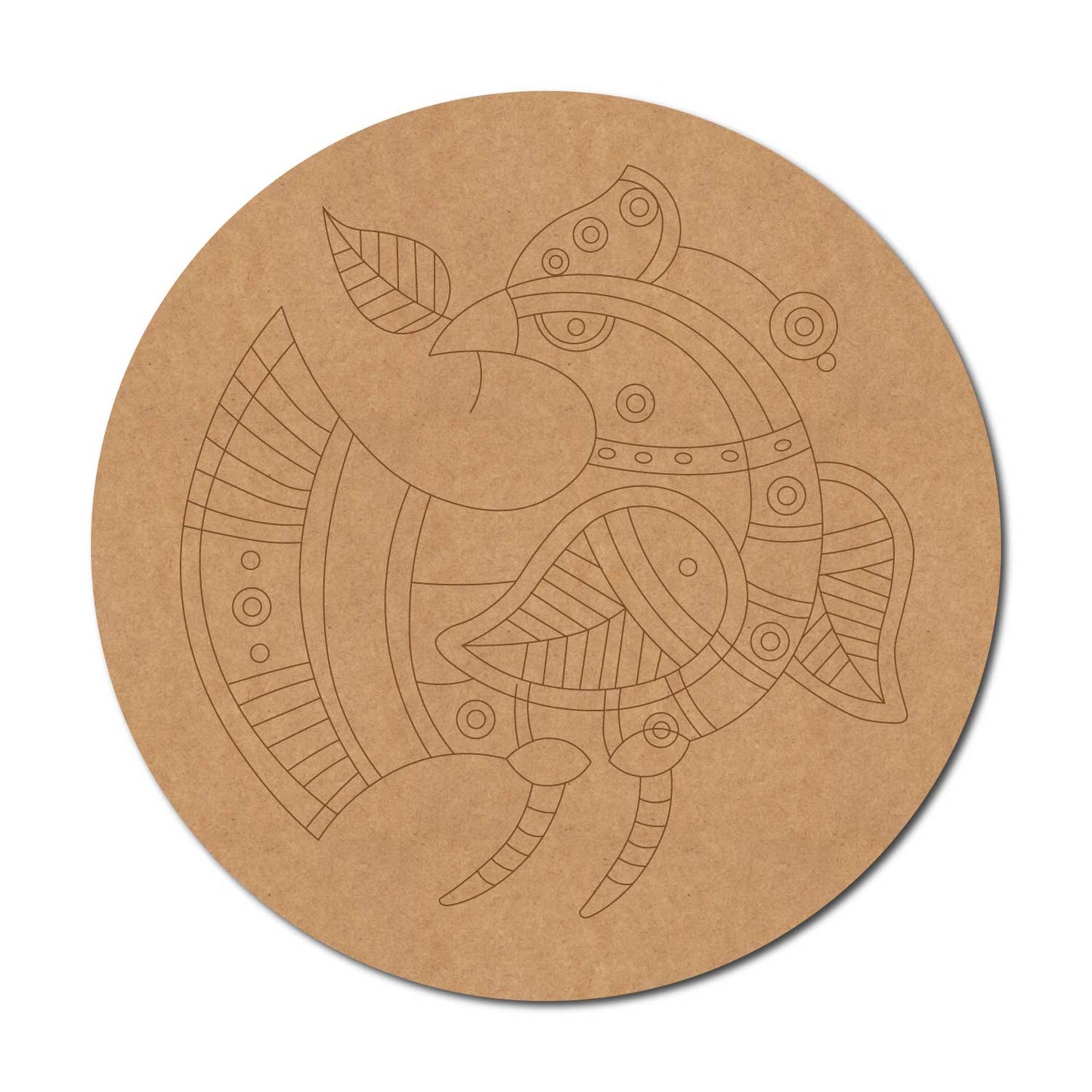 Lippan Art Peacock Pre Marked Round MDF Design 1