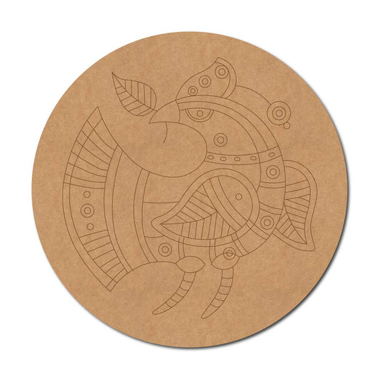 Lippan Art Peacock Pre Marked Round MDF Design 1