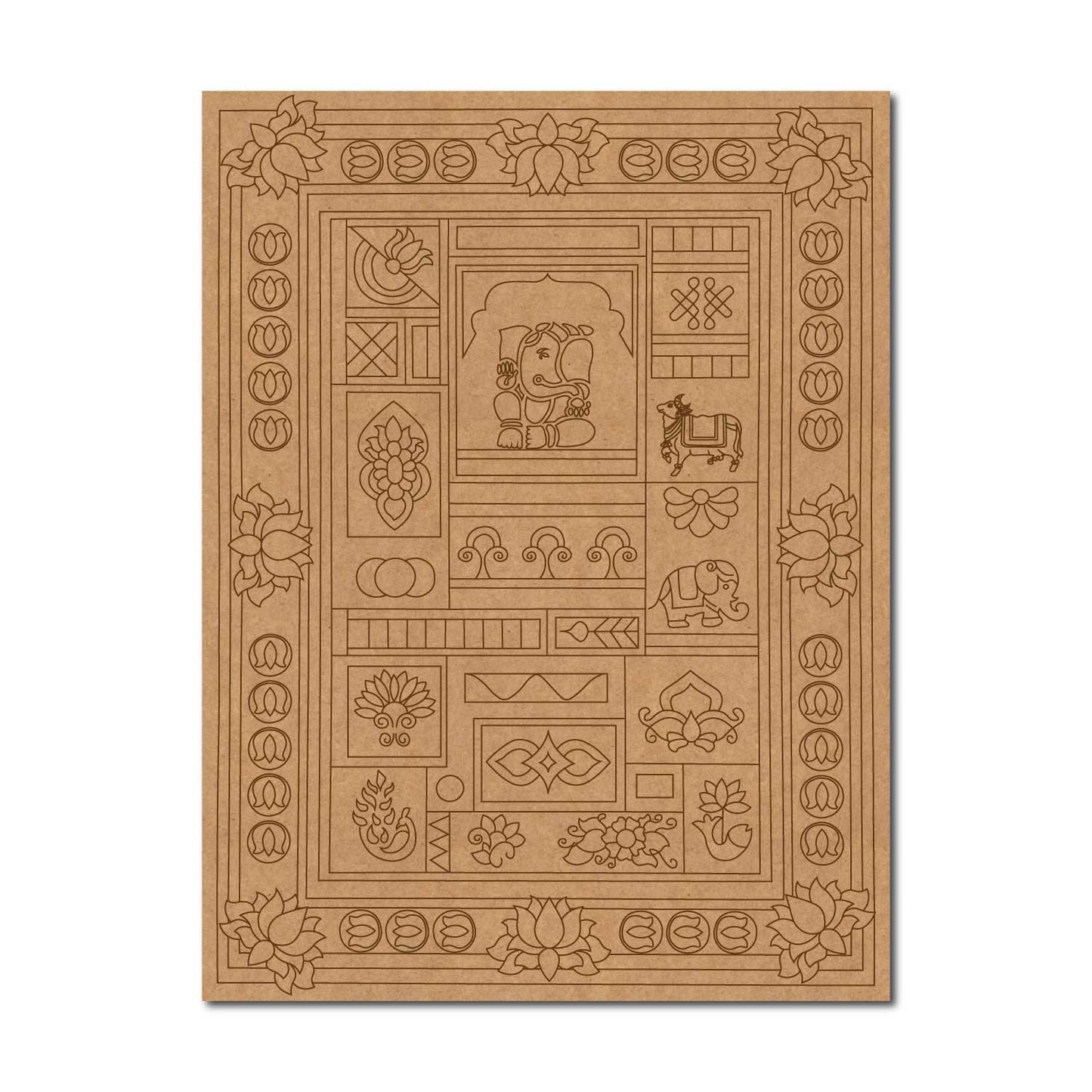 Lippan Ganesha Lotus Pre Marked Base MDF Design 2