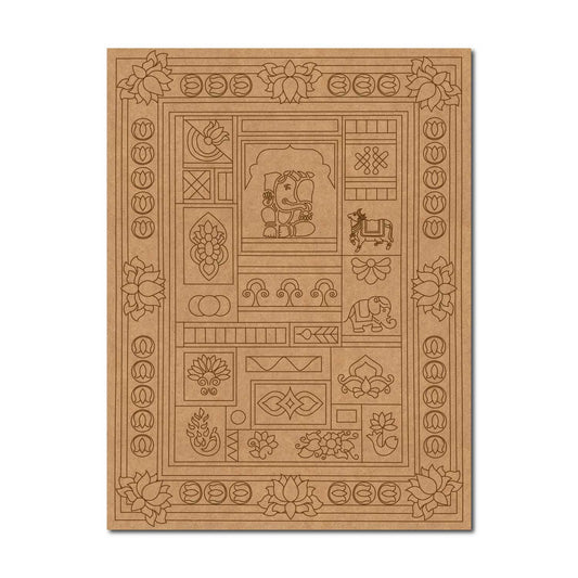 Lippan Ganesha Lotus Pre Marked Base MDF Design 2