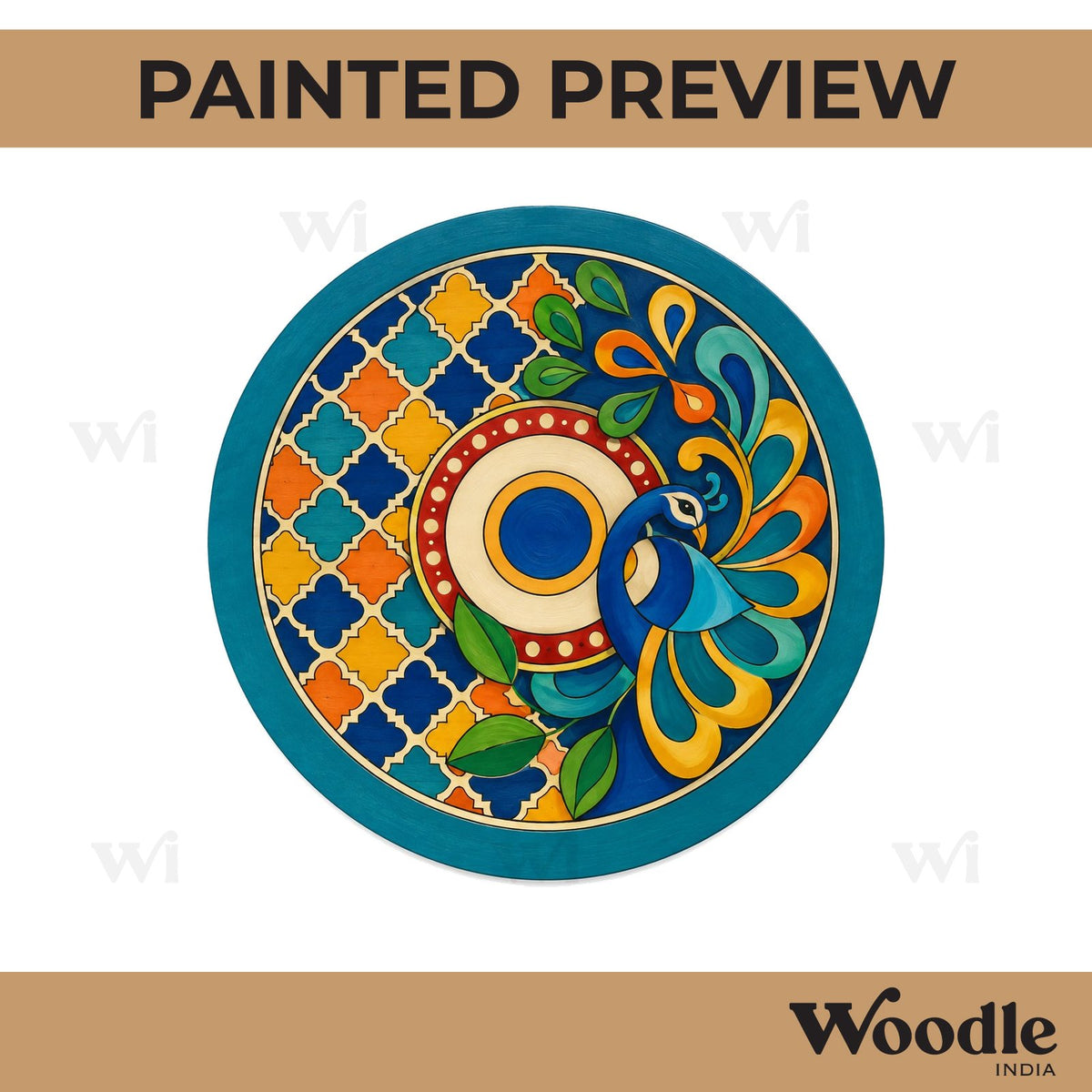 Lippan Peacock Pre Marked Round MDF Design 1