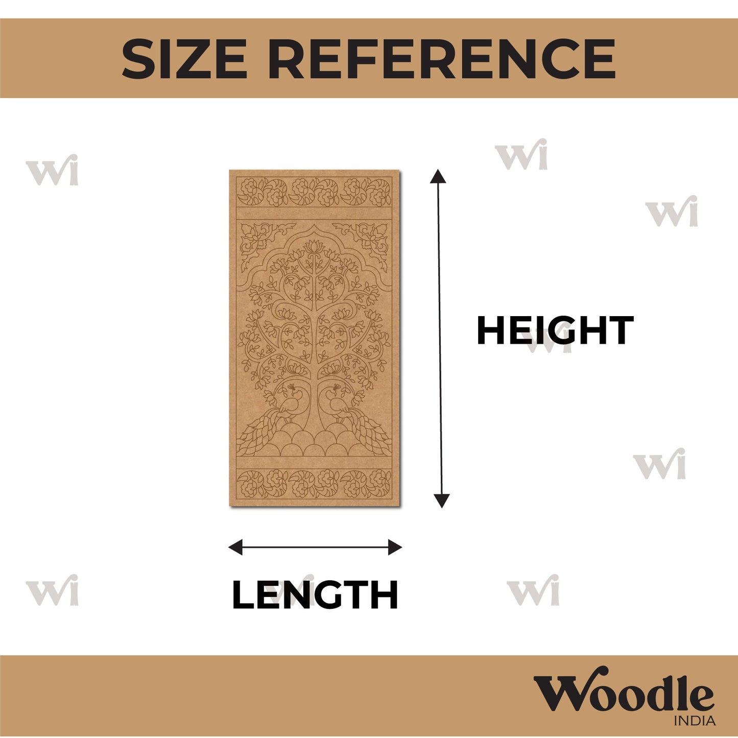 Lippan Peacock Tree Pre Marked Base MDF Design 1