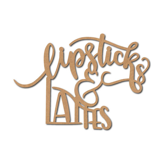 Lipstick & Lattes Text Cutout MDF Design 1