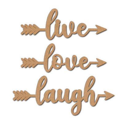 Live Love Laugh Arrow Pre Marked Set MDF Design 1