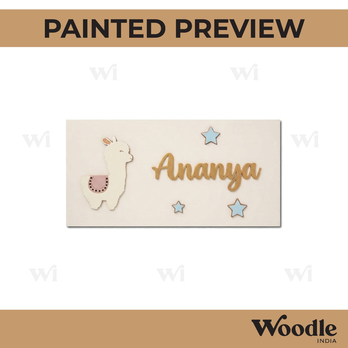 Llama Kids Nameplate MDF Design 1