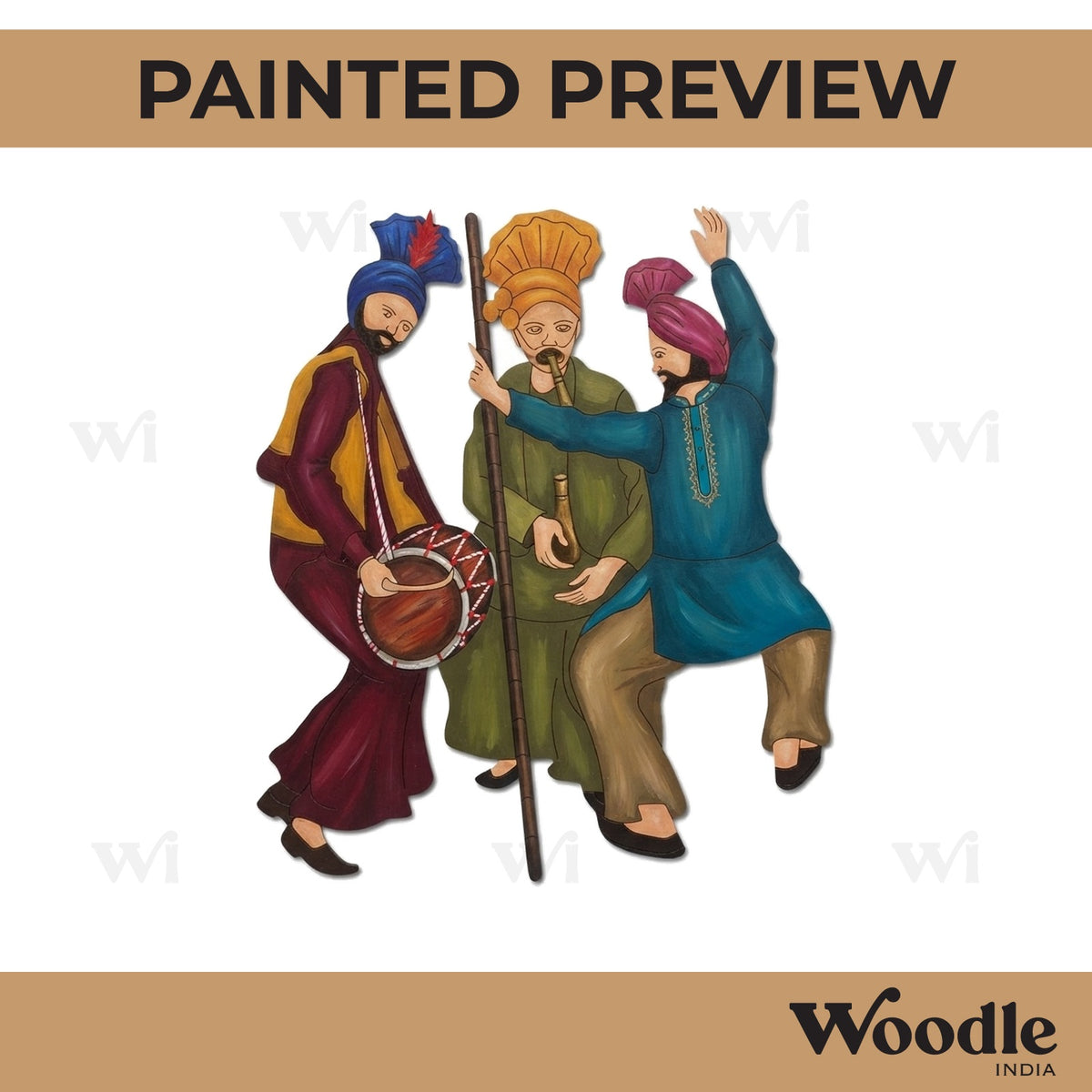 Lohri Bhangra Group Base Pre Marked MDF Design 1
