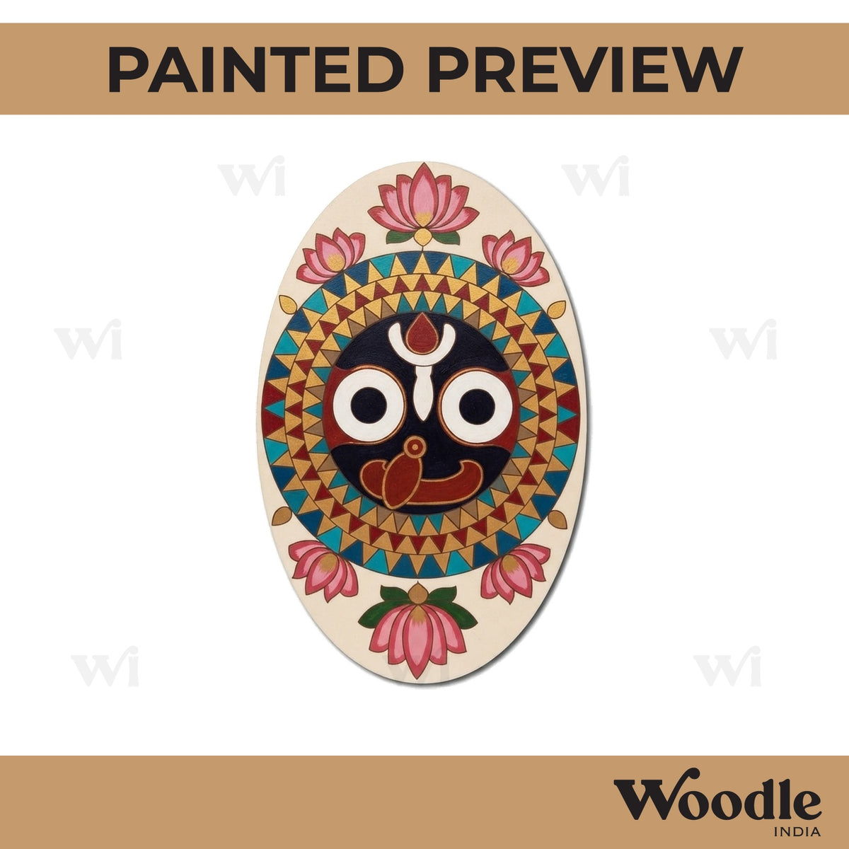Lord Jagannath Ji Mandala Pre Marked Oval MDF Design 1