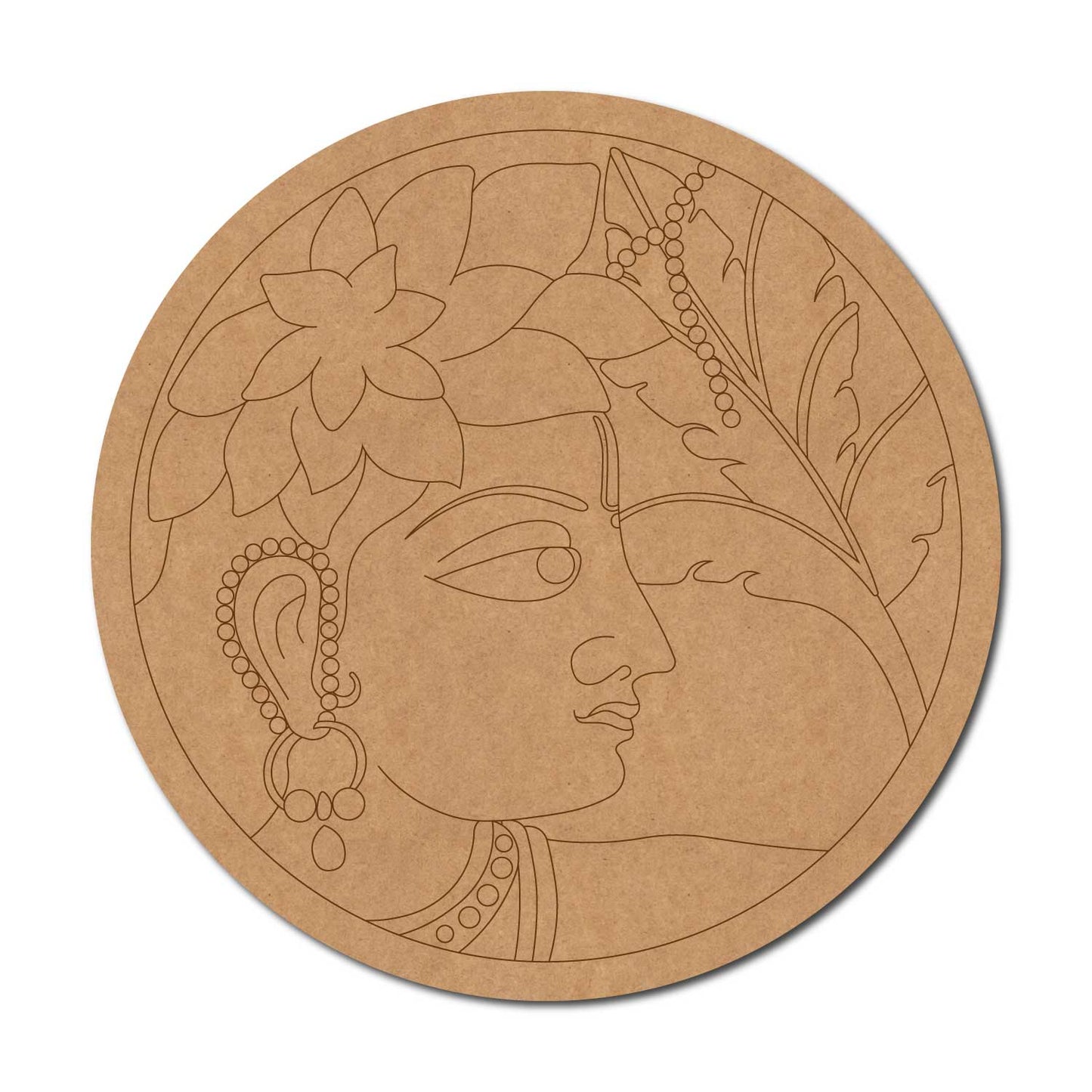 Lord Krishna Pre Marked Round MDF Design 1