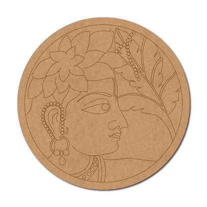 Lord Krishna Pre Marked Round MDF Design 1