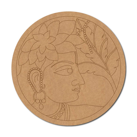 Lord Krishna Pre Marked Round MDF Design 1