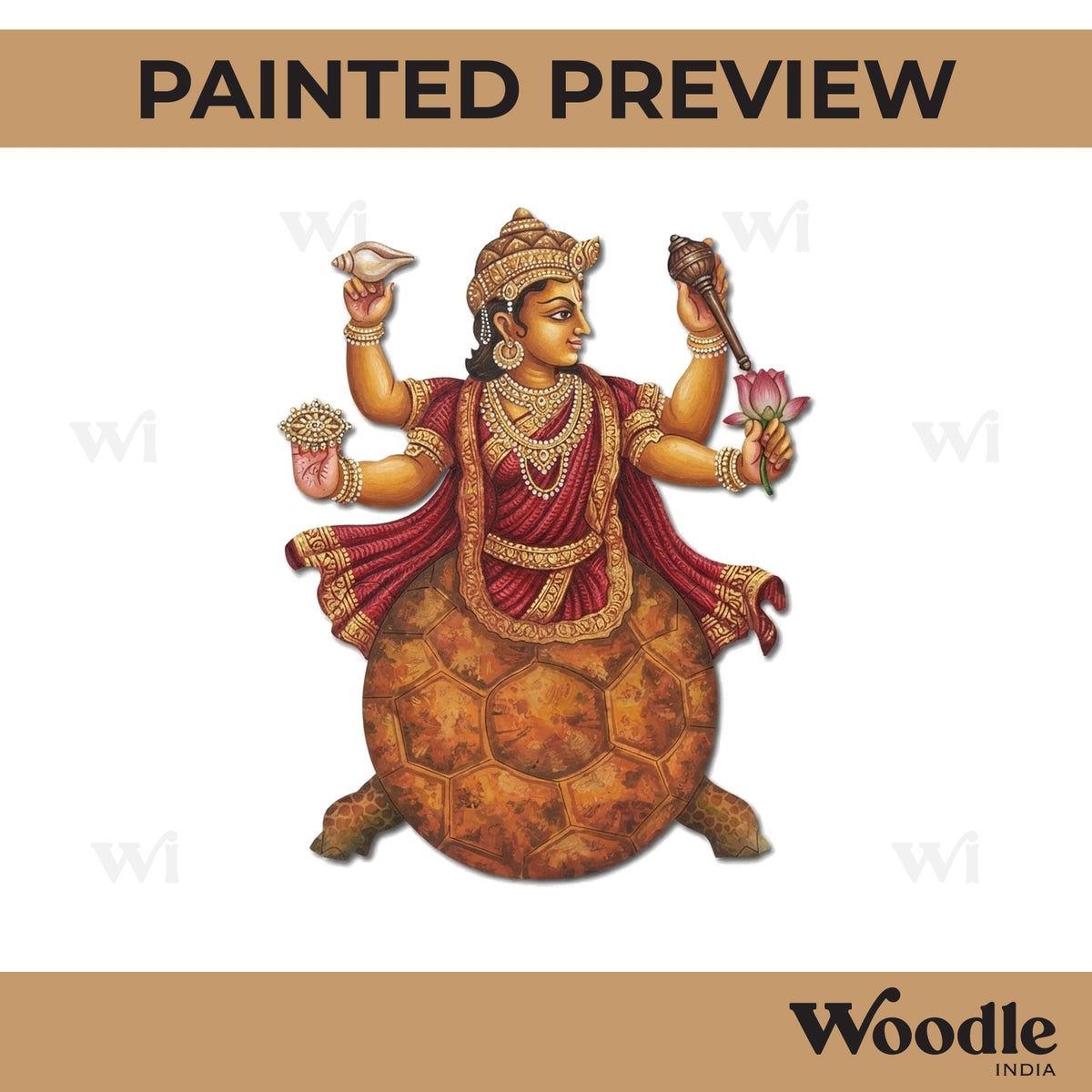 Lord Vishnu On Kurma Pre Marked MDF Design 1
