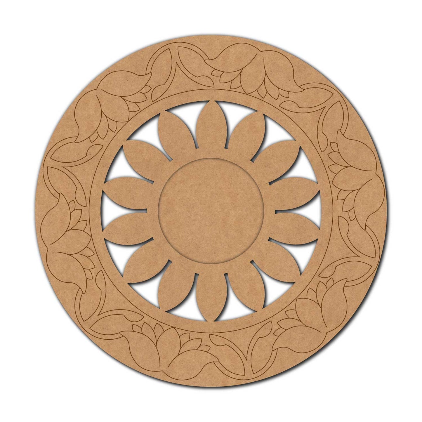 Lotus Floral Diya Tealight Holder Pre Marked MDF Design 3