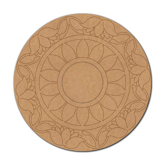 Lotus Floral Diya Tealight Holder Pre Marked MDF Design 4