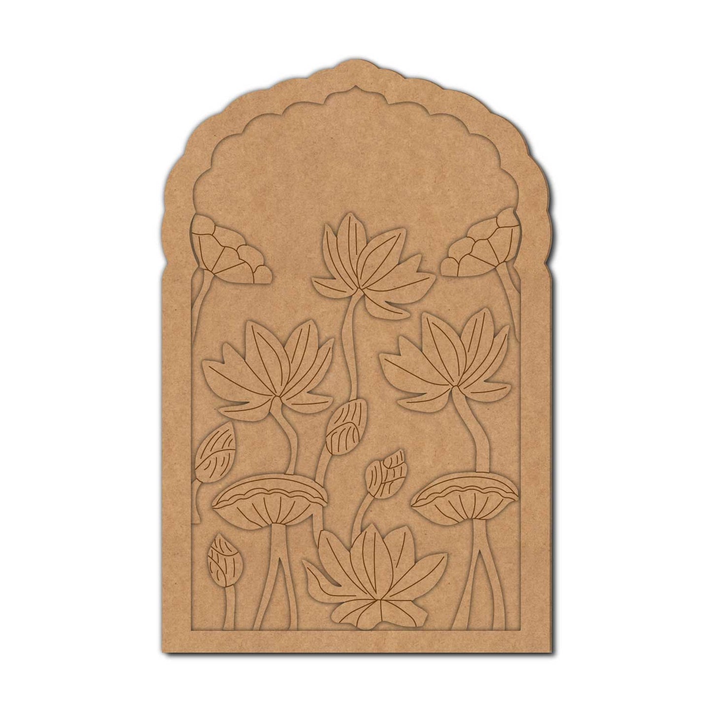 Lotus Floral Jharokha Pre Marked Base MDF Design 1