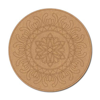 Lotus Floral Mandala Pre Marked Round MDF Design 1