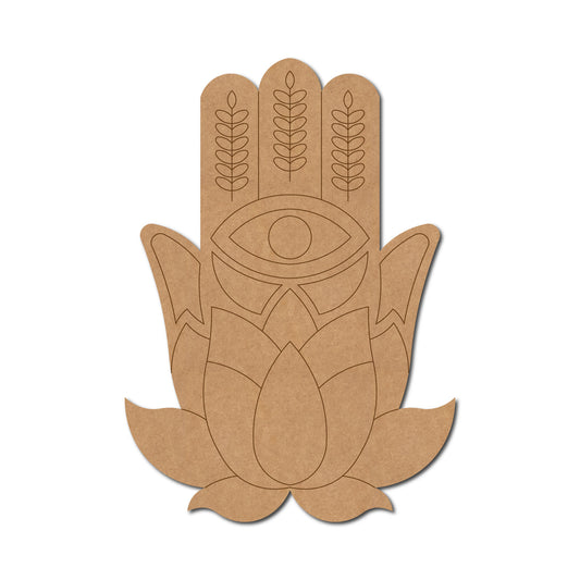 Lotus Hamsa Hand Pre Marked MDF Design 1