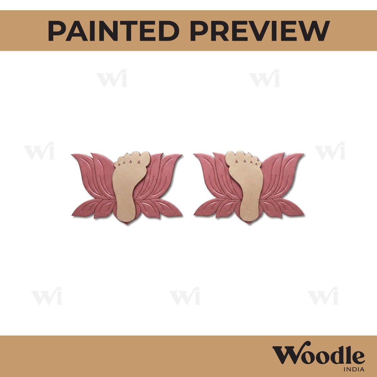 Lotus Lakshmi Charan Feet Set Pre Marked MDF Design 1