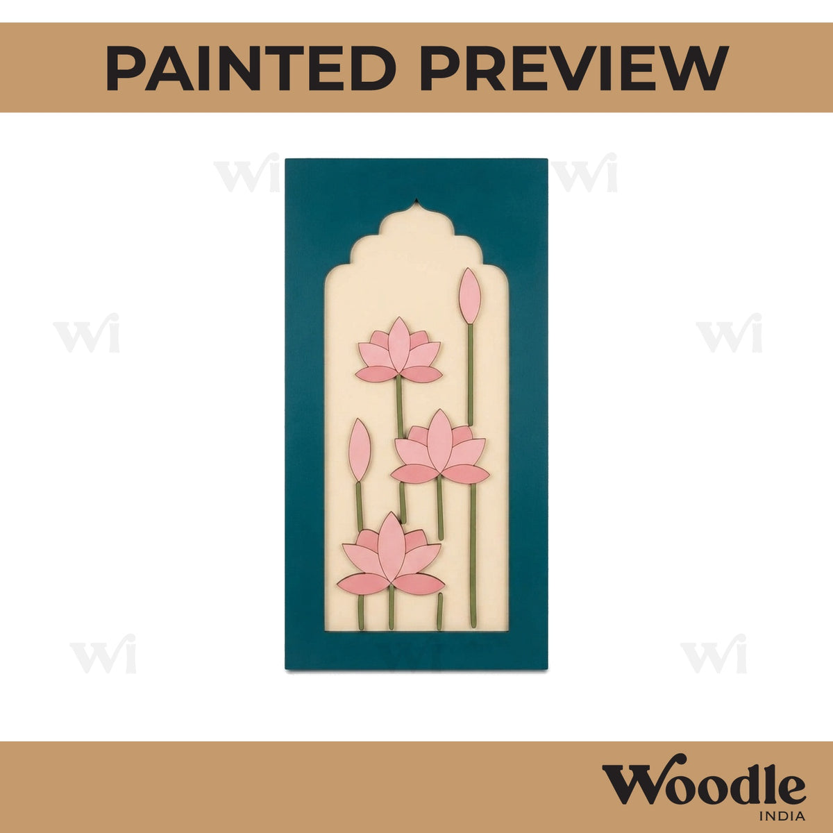 Lotus Long Jharokha Pre Marked MDF Design 1