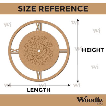 Lotus Mandala Clock Pre Marked MDF Design 1
