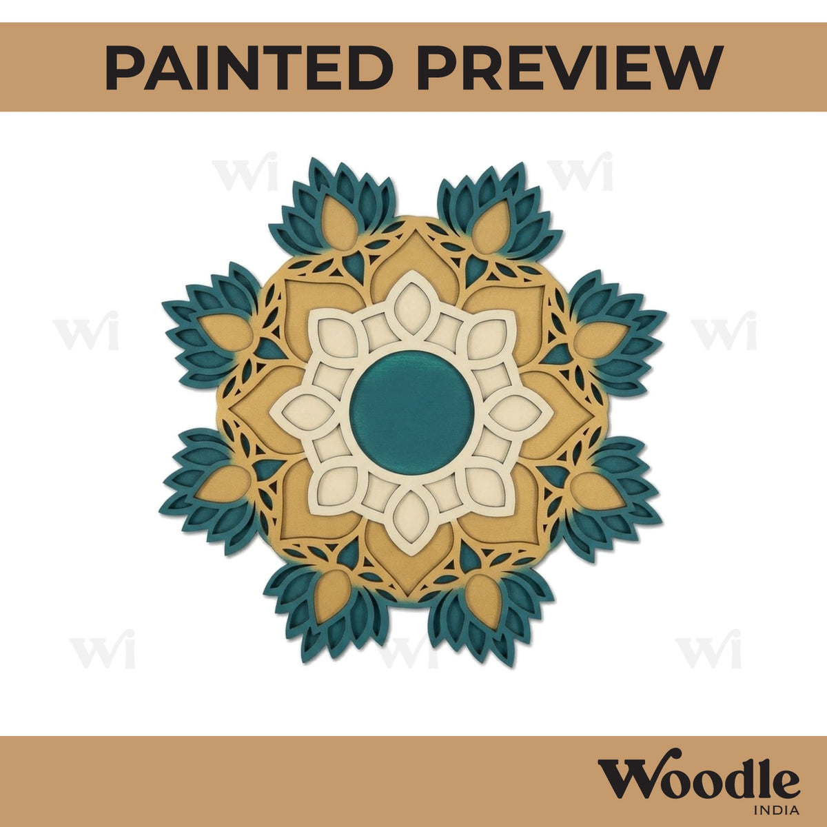 Lotus Mandala Reusable Rangoli Base MDF Design 1