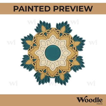 Lotus Mandala Reusable Rangoli Base MDF Design 1