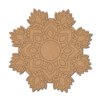 Lotus Mandala Reusable Rangoli Base MDF Design 1