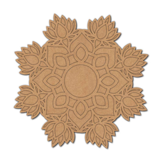 Lotus Mandala Reusable Rangoli Base MDF Design 1
