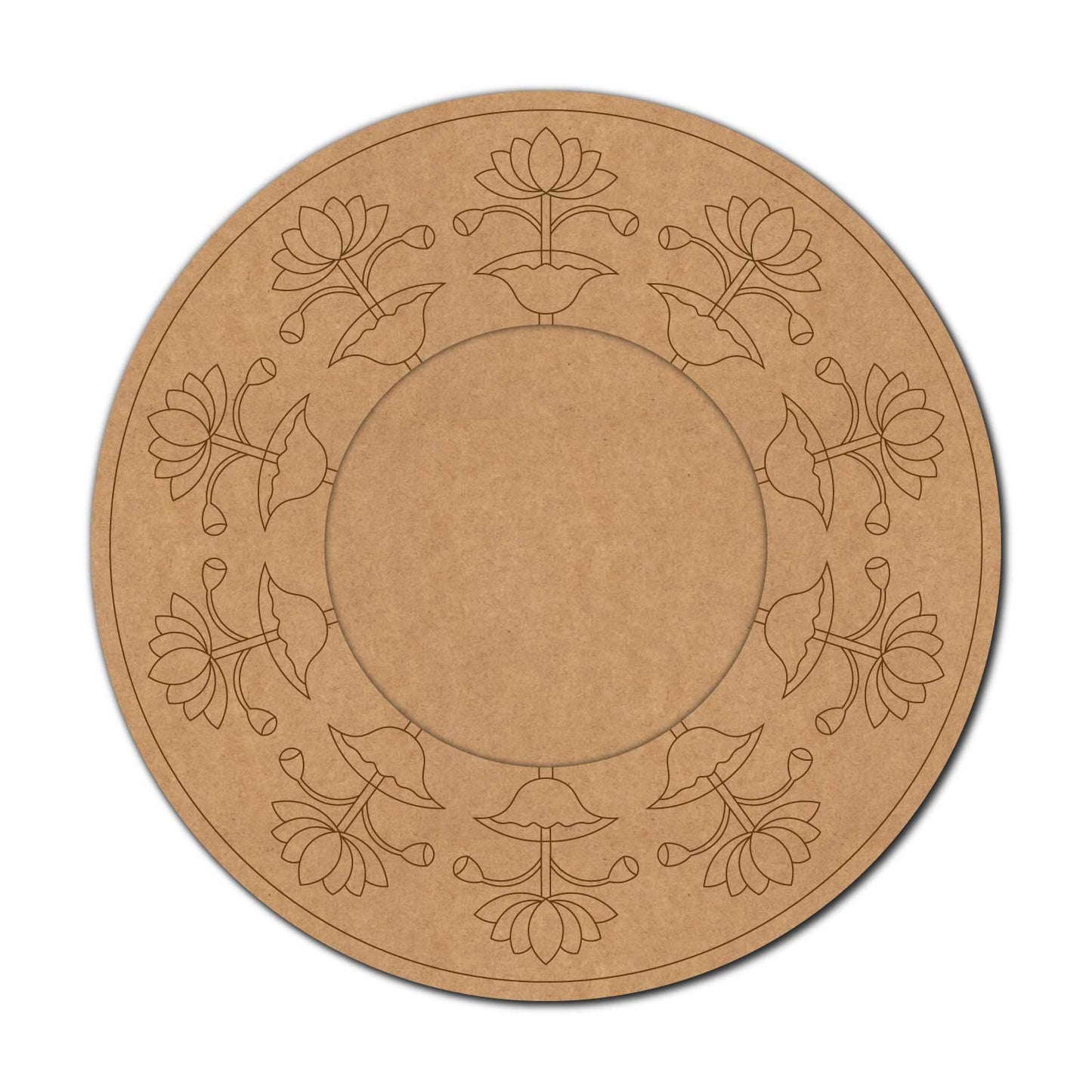 Lotus Mirror Pre Marked Round MDF Design 1
