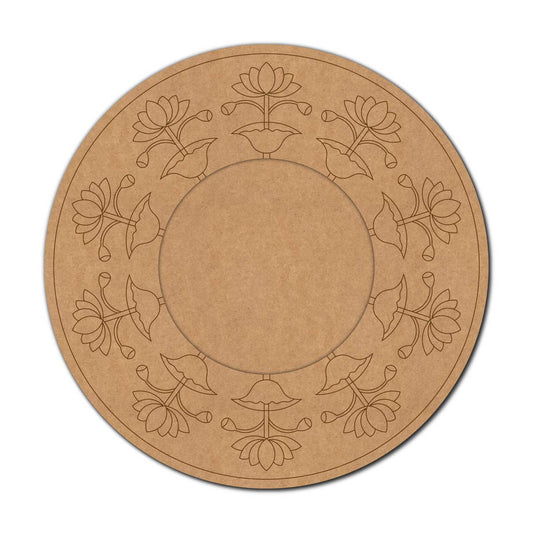 Lotus Mirror Pre Marked Round MDF Design 1