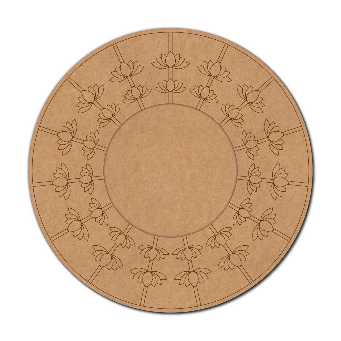 Lotus Mirror Pre Marked Round MDF Design 2