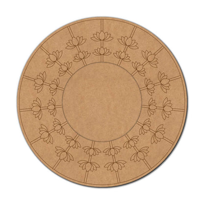 Lotus Mirror Pre Marked Round MDF Design 2