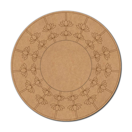 Lotus Mirror Pre Marked Round MDF Design 2