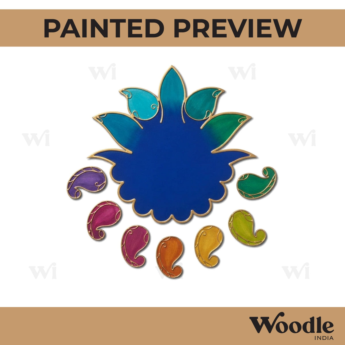 Lotus Paisley Rangoli Cutout MDF Design 1