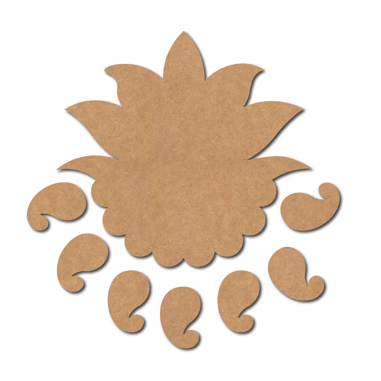 Lotus Paisley Rangoli Cutout MDF Design 1