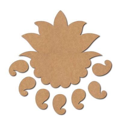 Lotus Paisley Rangoli Cutout MDF Design 1