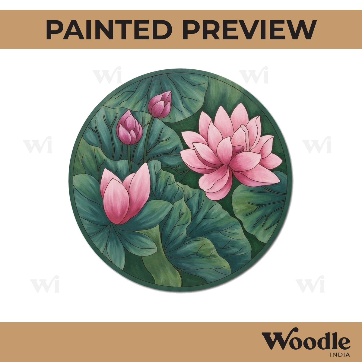 Lotus Pre Marked Round MDF Design 1