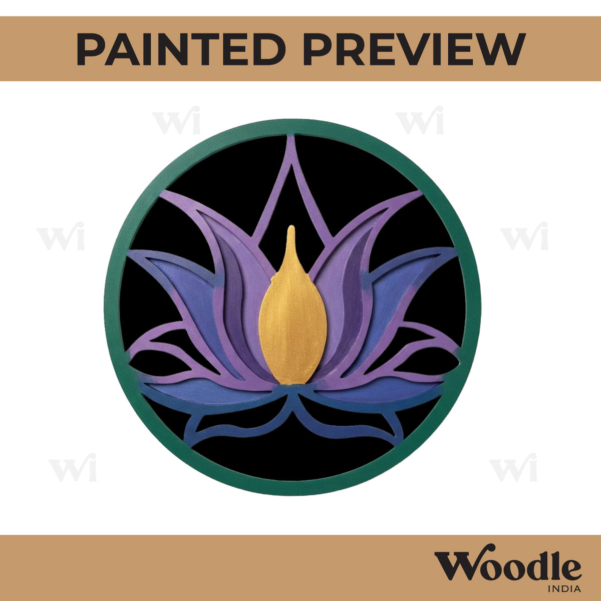 Lotus Reusable Rangoli Base MDF Design 4