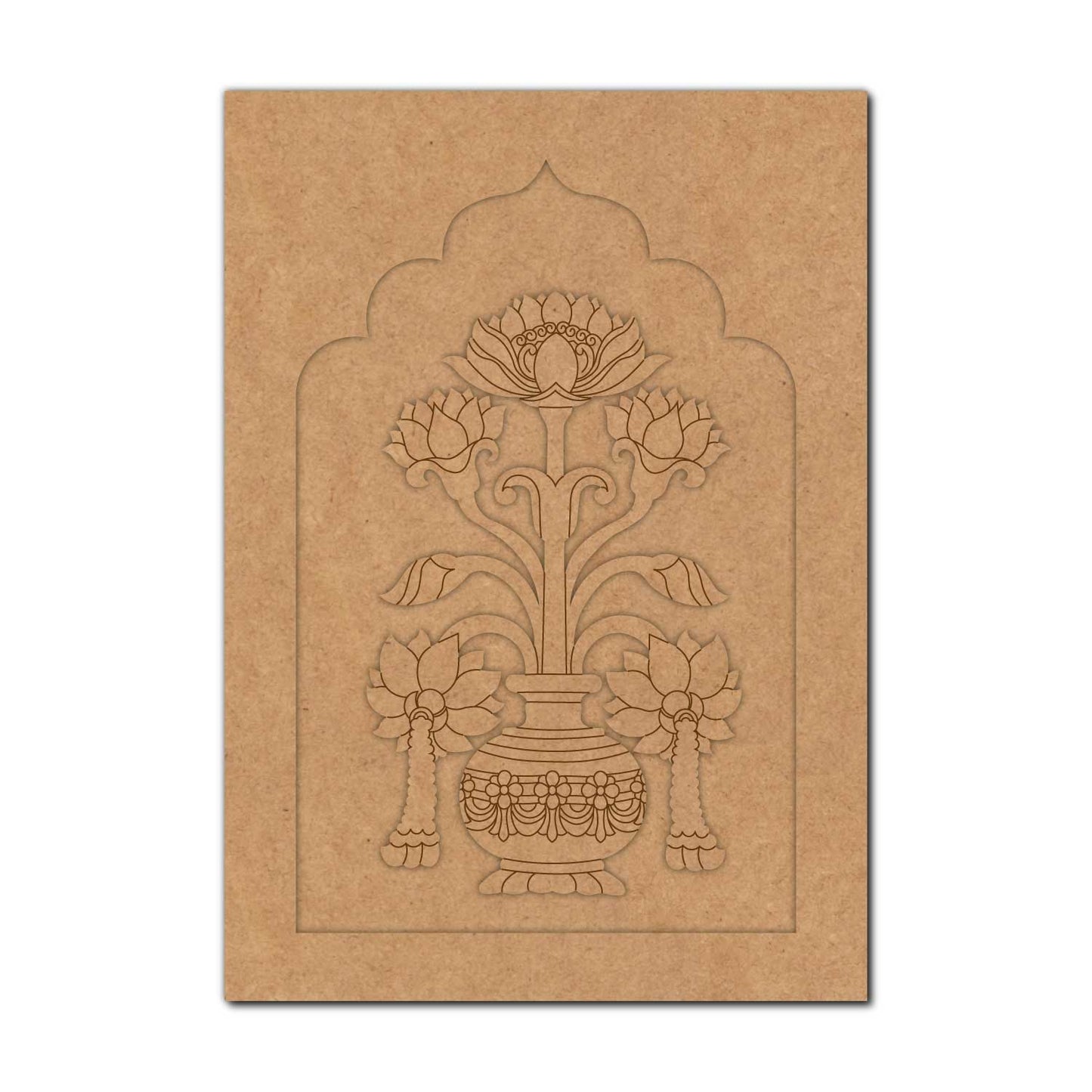 Lotus Vase Motif Jharokha Pre Marked MDF Design 1