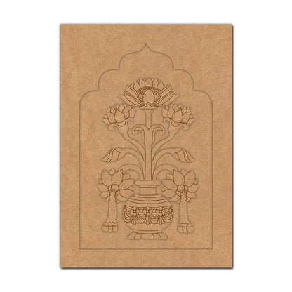 Lotus Vase Motif Jharokha Pre Marked MDF Design 1