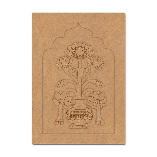 Lotus Vase Motif Jharokha Pre Marked MDF Design 1