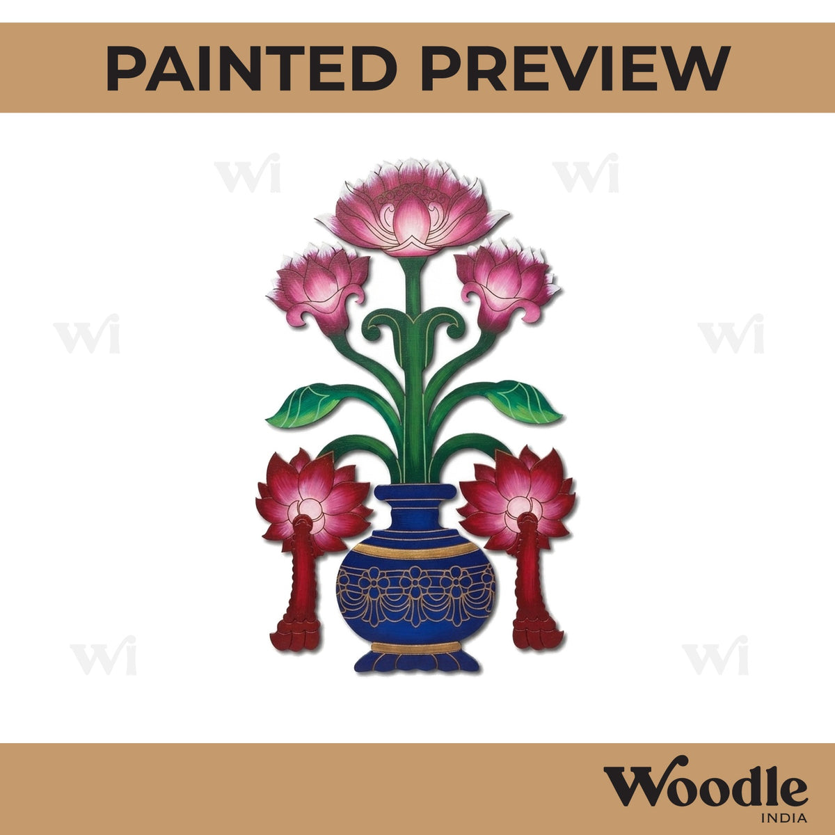 Lotus Vase Motif Pre Marked MDF Design 1