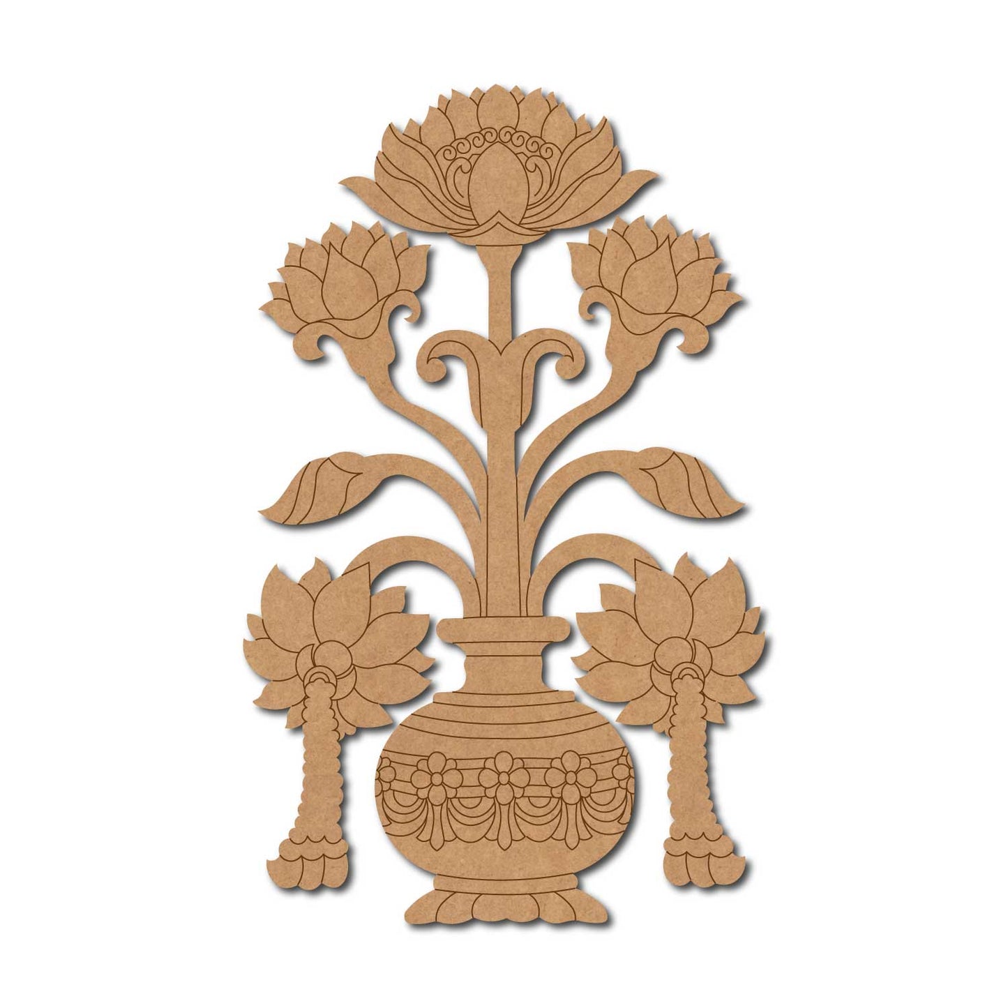 Lotus Vase Motif Pre Marked MDF Design 1