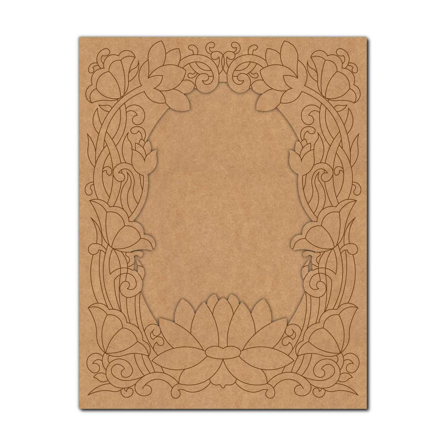 Lotus Wall Mirror Frame Pre Marked MDF Design 1